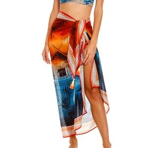 Agua Bendita Vibrant Red and Blue Sarong